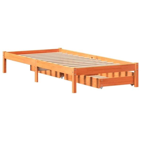 vidaXL Sängynrunko ilman patjaa vahanruskea 90x190 cm täysi mänty
