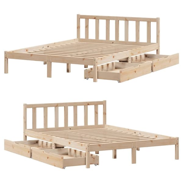 vidaXL sengeramme uden madras 150x200 cm massivt fyrretræ