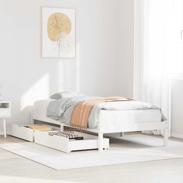 vidaXL sengeramme uden madras 75x190 cm massivt fyrretræ hvid