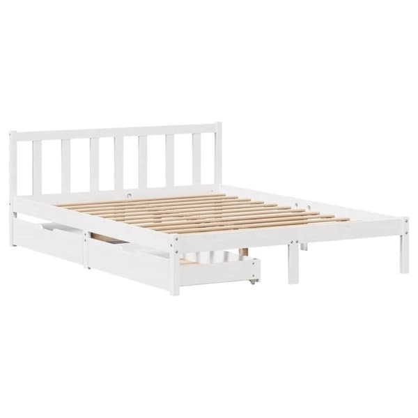 vidaXL sengeramme uden madras 150x200 cm massivt fyrretræ hvid