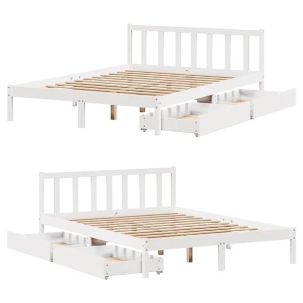vidaXL sengeramme uden madras 150x200 cm massivt fyrretræ hvid