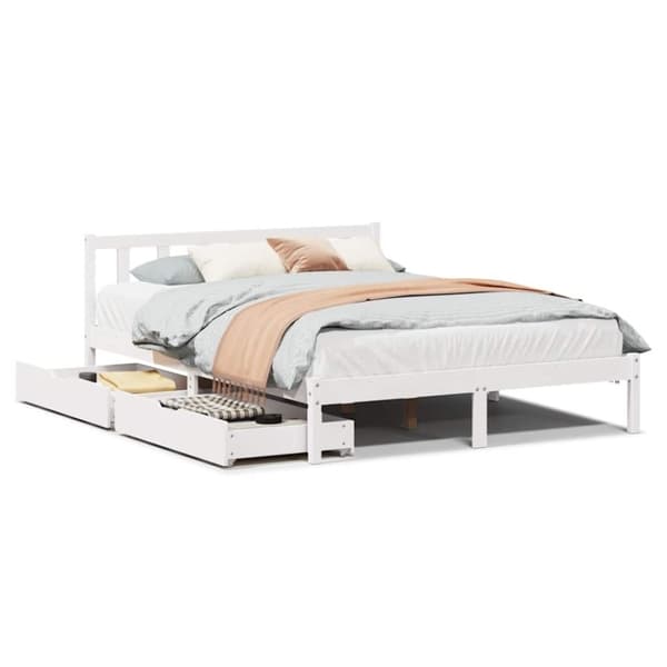 vidaXL sengeramme uden madras 150x200 cm massivt fyrretræ hvid