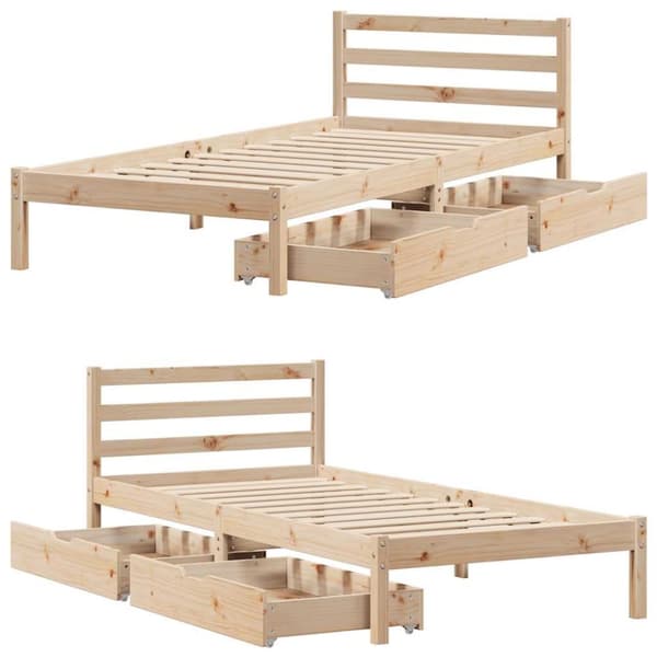 vidaXL Sengeramme uten madrass 75x190 cm heltre furu