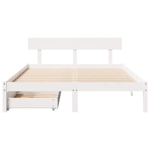 vidaXL sengeramme uden madras 140x190 cm massivt fyrretræ hvid