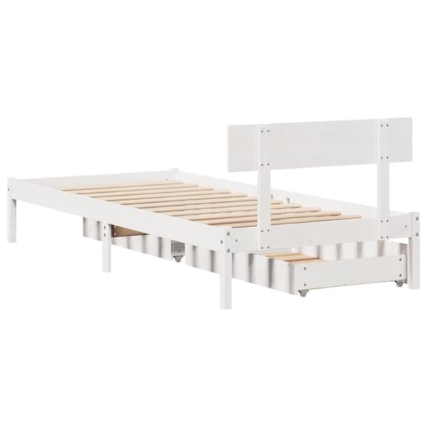 vidaXL Sengeramme uten madrass hvit 75x190 cm heltre furu