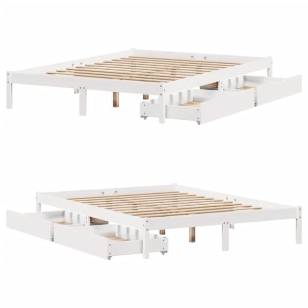 vidaXL Sengeramme uten madrass hvit 160x200 cm heltre furu