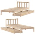 Miniatyrbilde 10 av 11: vidaXL Sengeramme uten madrass 90x200 cm heltre furu