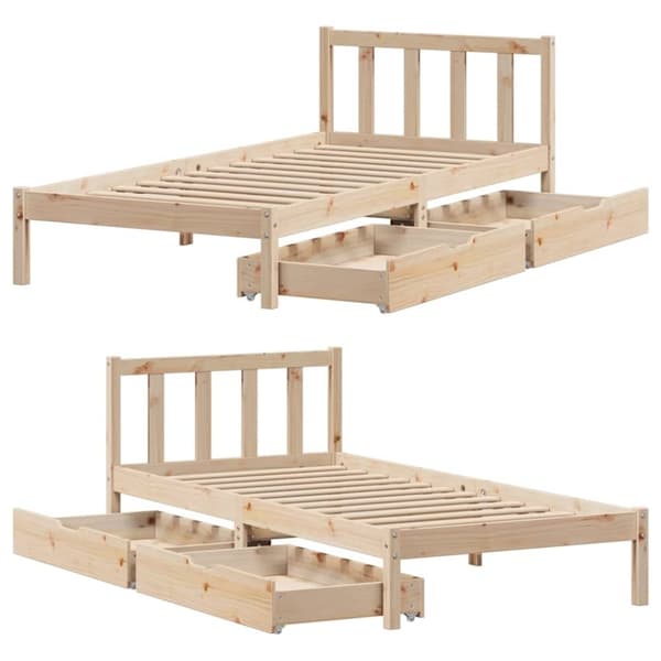 vidaXL Sengeramme uten madrass 90x200 cm heltre furu