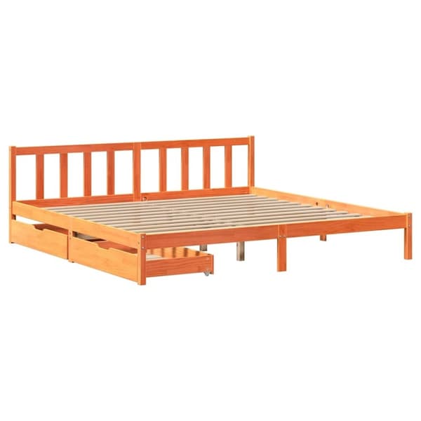 vidaXL Sängram utan madrass vaxbrun 200x200 cm massiv furu