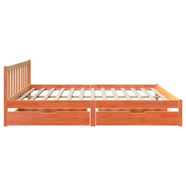 vidaXL Sängram utan madrass vaxbrun 200x200 cm massiv furu