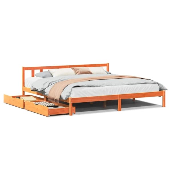 vidaXL Sengeramme uten madrass voksbrun 200x200 cm heltre furu