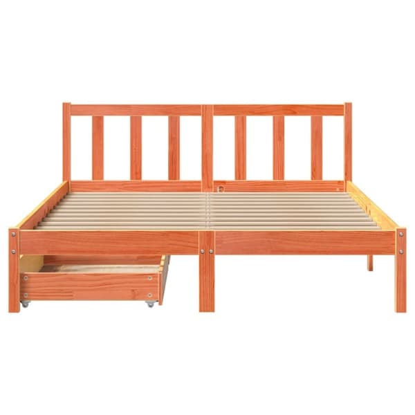 vidaXL Sengeramme uten madrass voksbrun 160x200 cm heltre furu