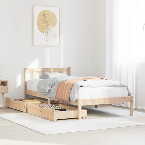 vidaXL Sängynrunko ilman patjaa 90x200 cm täysi mänty