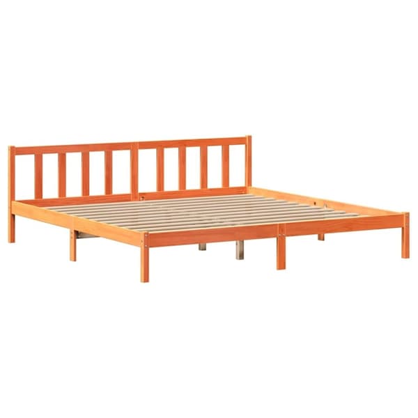 vidaXL Sängynrunko ilman patjaa vahanruskea 200x200 cm täysi mänty