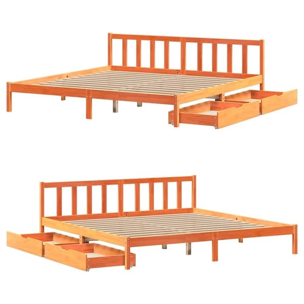 vidaXL sengeramme uden madras 180x200 cm massivt fyrretræ gyldenbrun