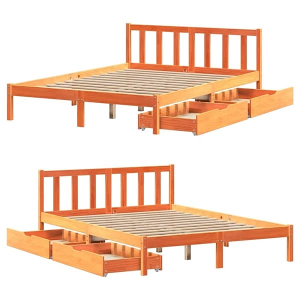 vidaXL Sänky ilman patjaa vahanruskea 120x200 cm täysi mänty