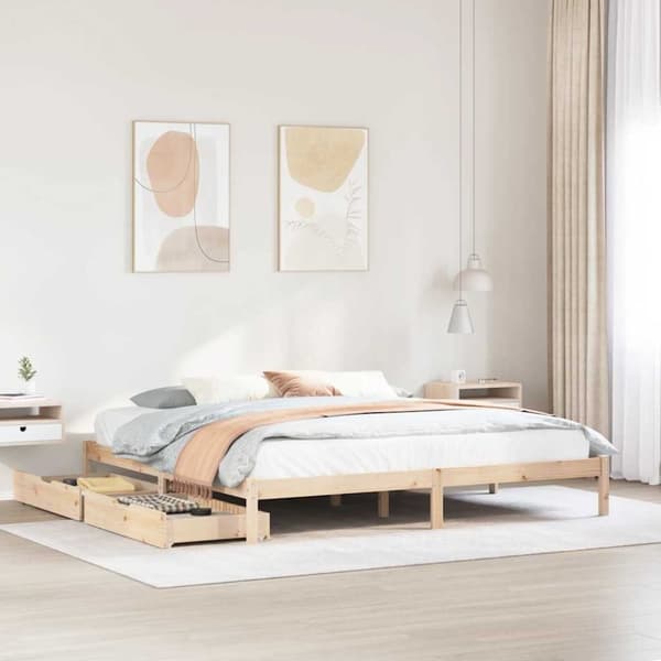 vidaXL sengeramme uden madras 200x200 cm massivt fyrretræ