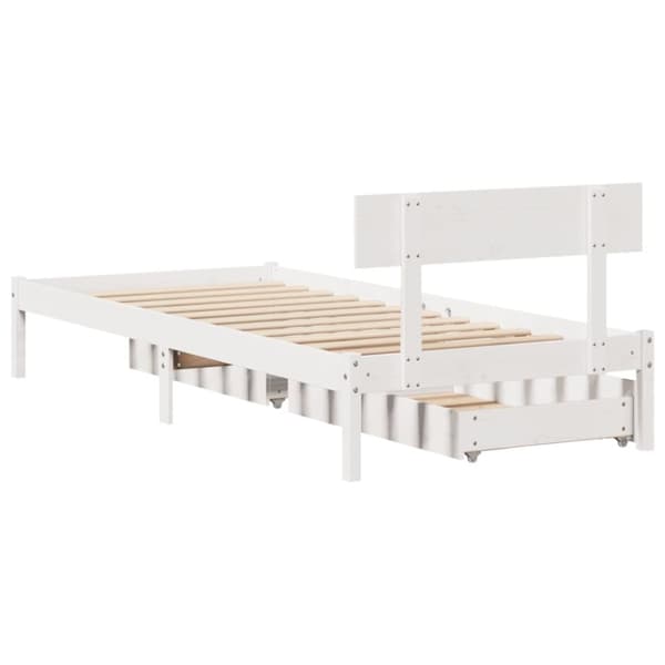 vidaXL Sängynrunko ilman patjaa valkoinen 90x200 cm täysi mänty