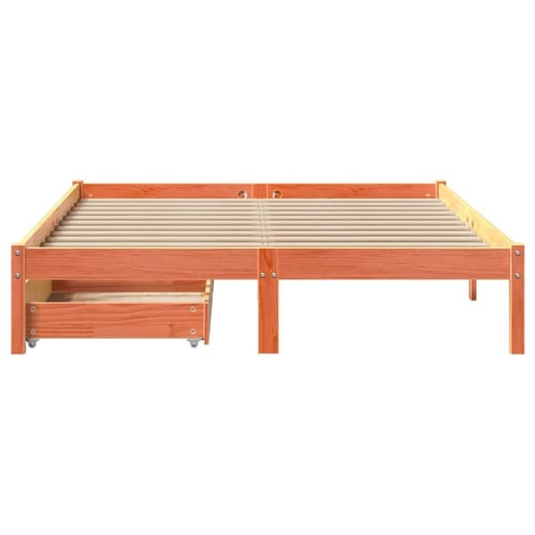 vidaXL sengeramme uden madras 150x200 cm massivt fyrretræ gyldenbrun