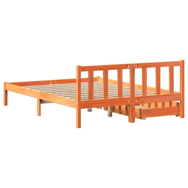 vidaXL Sengeramme uten madrass brun 135x190 cm heltre furu