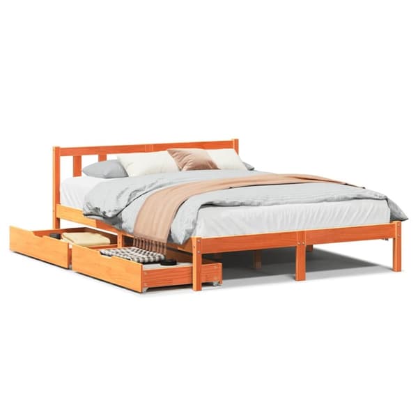 vidaXL Sengeramme uten madrass brun 135x190 cm heltre furu