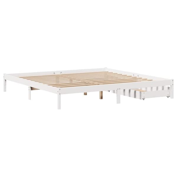 vidaXL Sängynrunko ilman patjaa valkoinen 180x200 cm täysi mänty