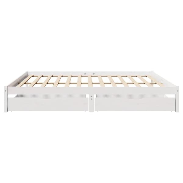 vidaXL sengeramme uden madras 200x200 cm massivt fyrretræ hvid