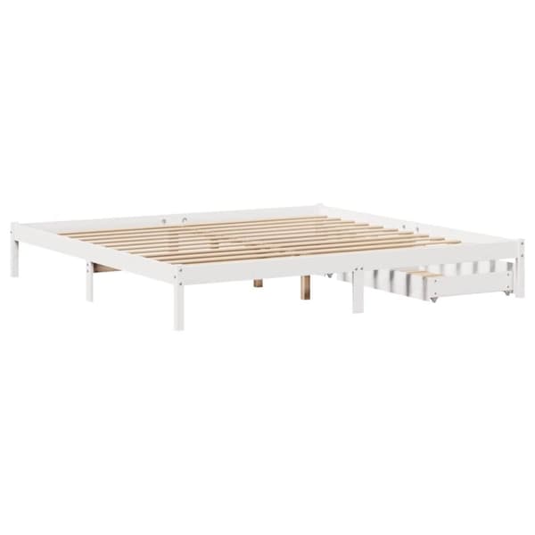 vidaXL sengeramme uden madras 200x200 cm massivt fyrretræ hvid