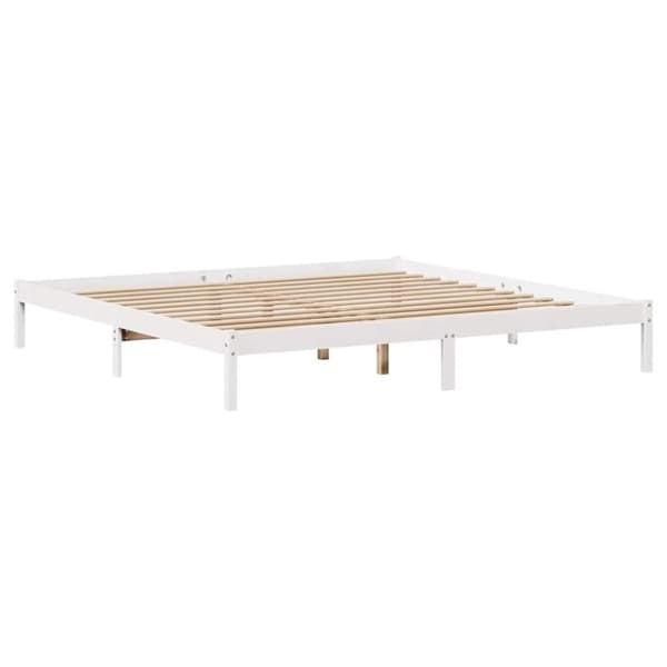 vidaXL sengeramme uden madras 200x200 cm massivt fyrretræ hvid