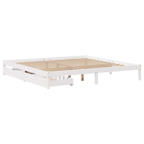 vidaXL sengeramme uden madras 200x200 cm massivt fyrretræ hvid