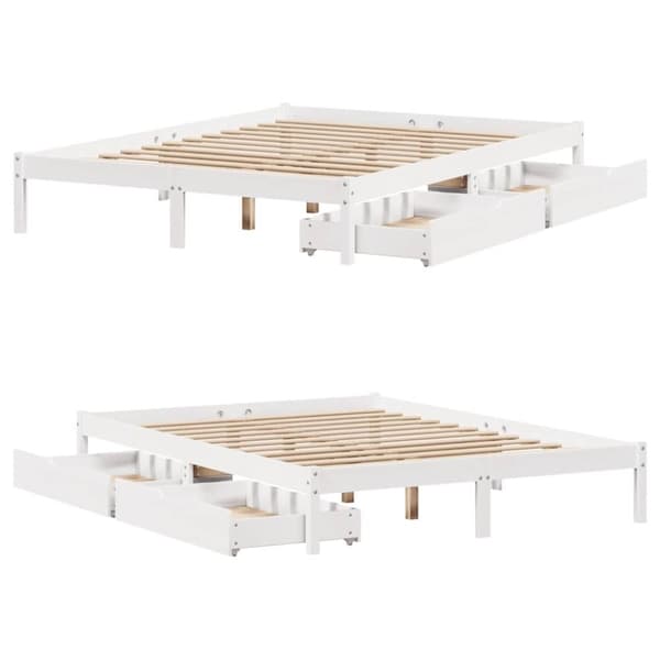 vidaXL Sengeramme uten madrass hvit 150x200 cm heltre furu