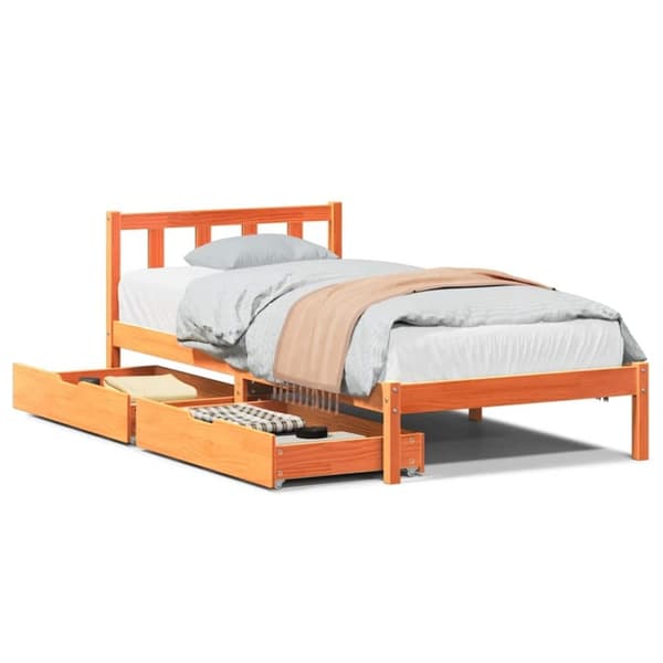 vidaXL Sengeramme uten madrass voksbrun 90x200 cm heltre furu