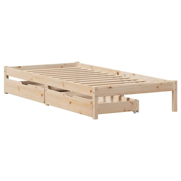 vidaXL Sängynrunko ilman patjaa 100x200 cm täysi mänty