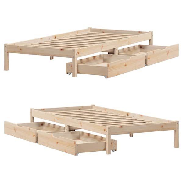 vidaXL Sängynrunko ilman patjaa 100x200 cm täysi mänty