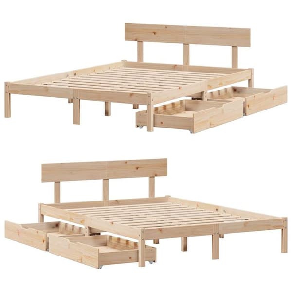 vidaXL Sengeramme uten madrass 160x200 cm heltre furu