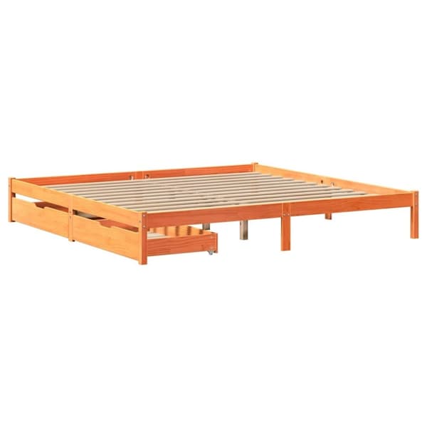 vidaXL Sengeramme uten madrass voksbrun 180x200 cm heltre furu