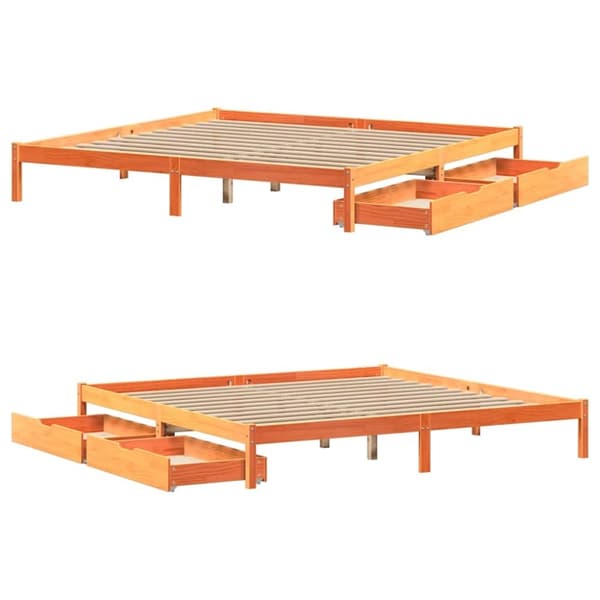 vidaXL Sengeramme uten madrass voksbrun 180x200 cm heltre furu