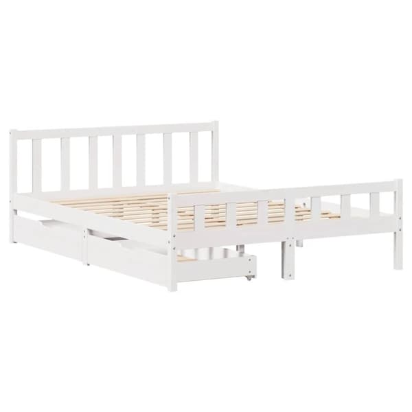 vidaXL sengeramme uden madras 150x200 cm massivt fyrretræ hvid