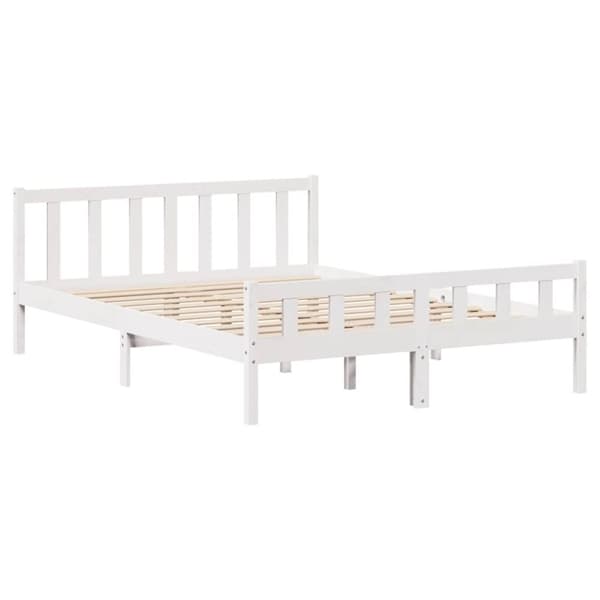 vidaXL sengeramme uden madras 150x200 cm massivt fyrretræ hvid