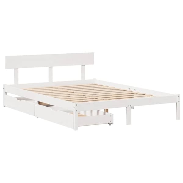 vidaXL Sengeramme uten madrass hvit 135x190 cm heltre furu