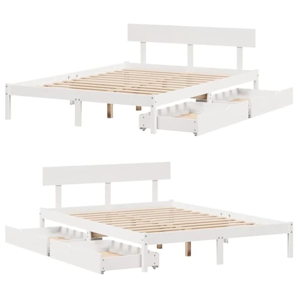 vidaXL Sengeramme uten madrass hvit 135x190 cm heltre furu