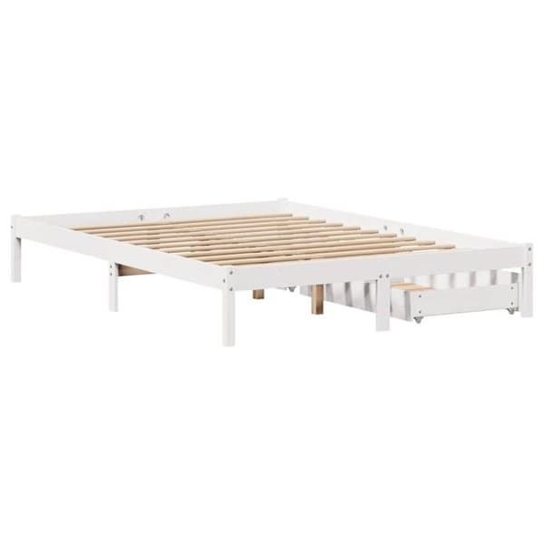 vidaXL Sängram utan madrass vit 120x200 cm massiv furu