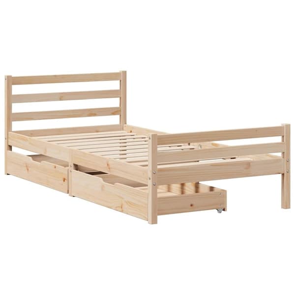 vidaXL Sängynrunko ilman patjaa 75x190 cm täysi mänty