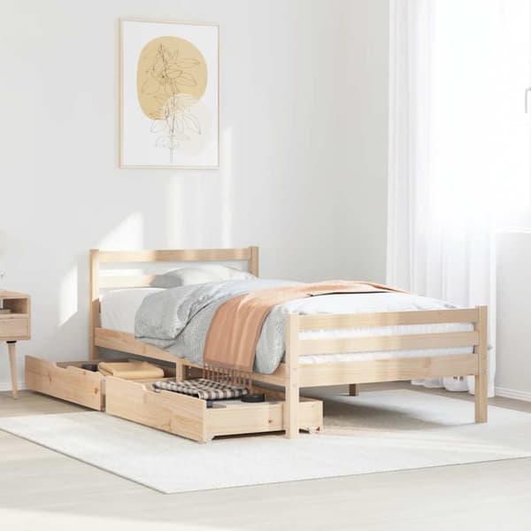 vidaXL Sängynrunko ilman patjaa 75x190 cm täysi mänty
