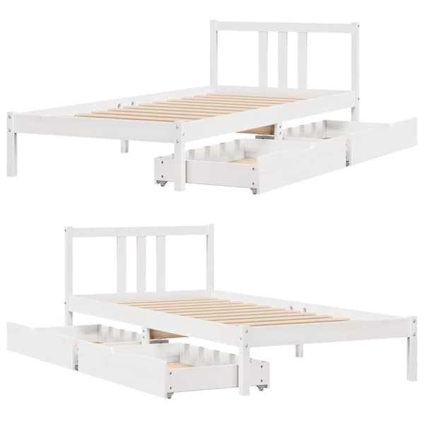 vidaXL Sängram utan madrass vit 90x200 cm massiv furu