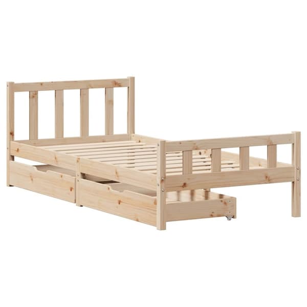 vidaXL sengeramme uden madras 75x190 cm massivt fyrretræ