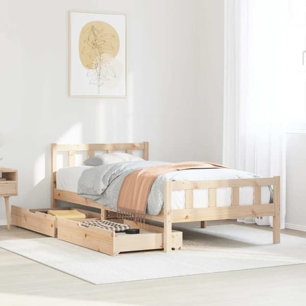 vidaXL sengeramme uden madras 75x190 cm massivt fyrretræ