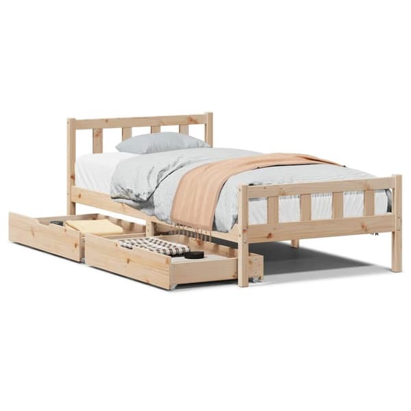 vidaXL sengeramme uden madras 75x190 cm massivt fyrretræ