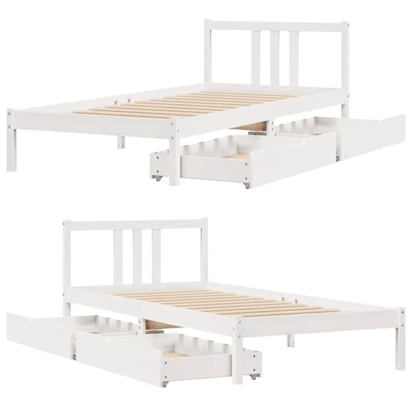 vidaXL Sängynrunko ilman patjaa valkoinen 90x200 cm täysi mänty