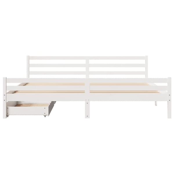 vidaXL Sengeramme med madrass hvit 200x200 cm heltre furu